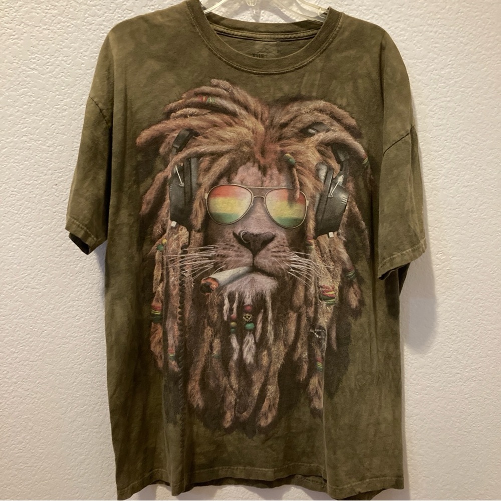 THE MOUNTAIN Men’s DJ Jahman Rasta Lion Graphic T-Shirt - Picture 2 of 8